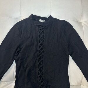 Black Lace-Up Women's Top